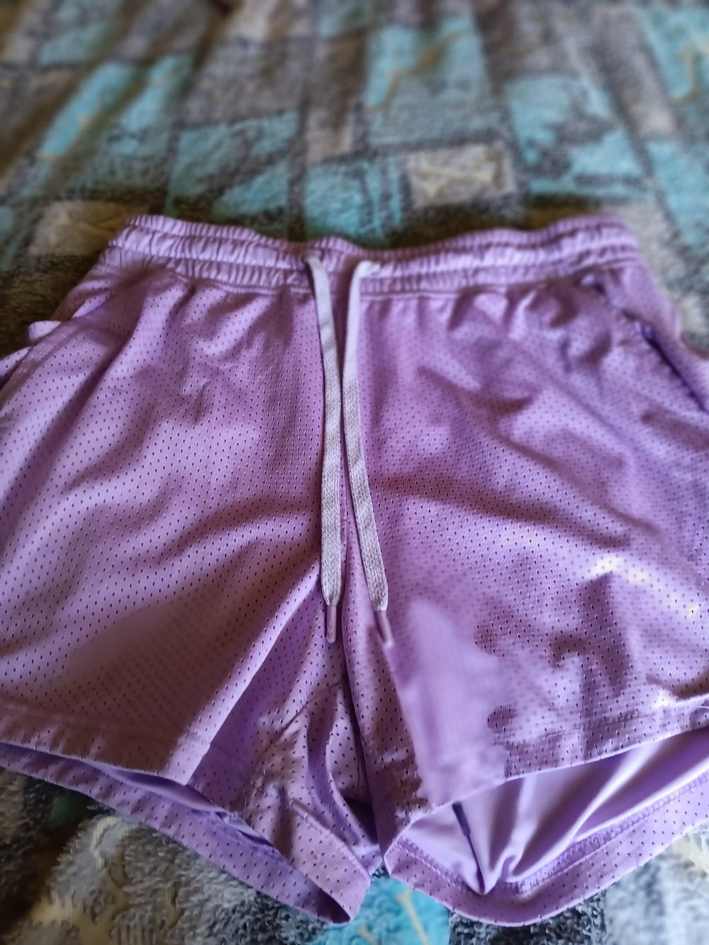 & Other Stories Lavender Athletic Mesh Shorts with Drawstring